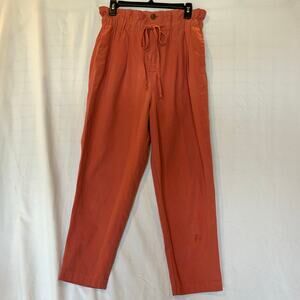 Lush Women's High Waisted Pants M Orange Elastic Waist Casual Cotton Blend